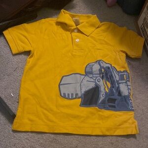 little boys Gymboree yellow button up shirt size 4 100% cotton